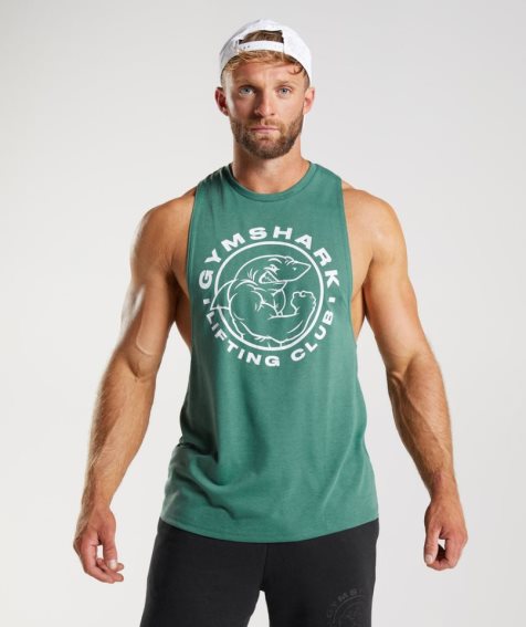 Men's Gymshark Legacy Drop Arm Tanks Green | CA D560NA